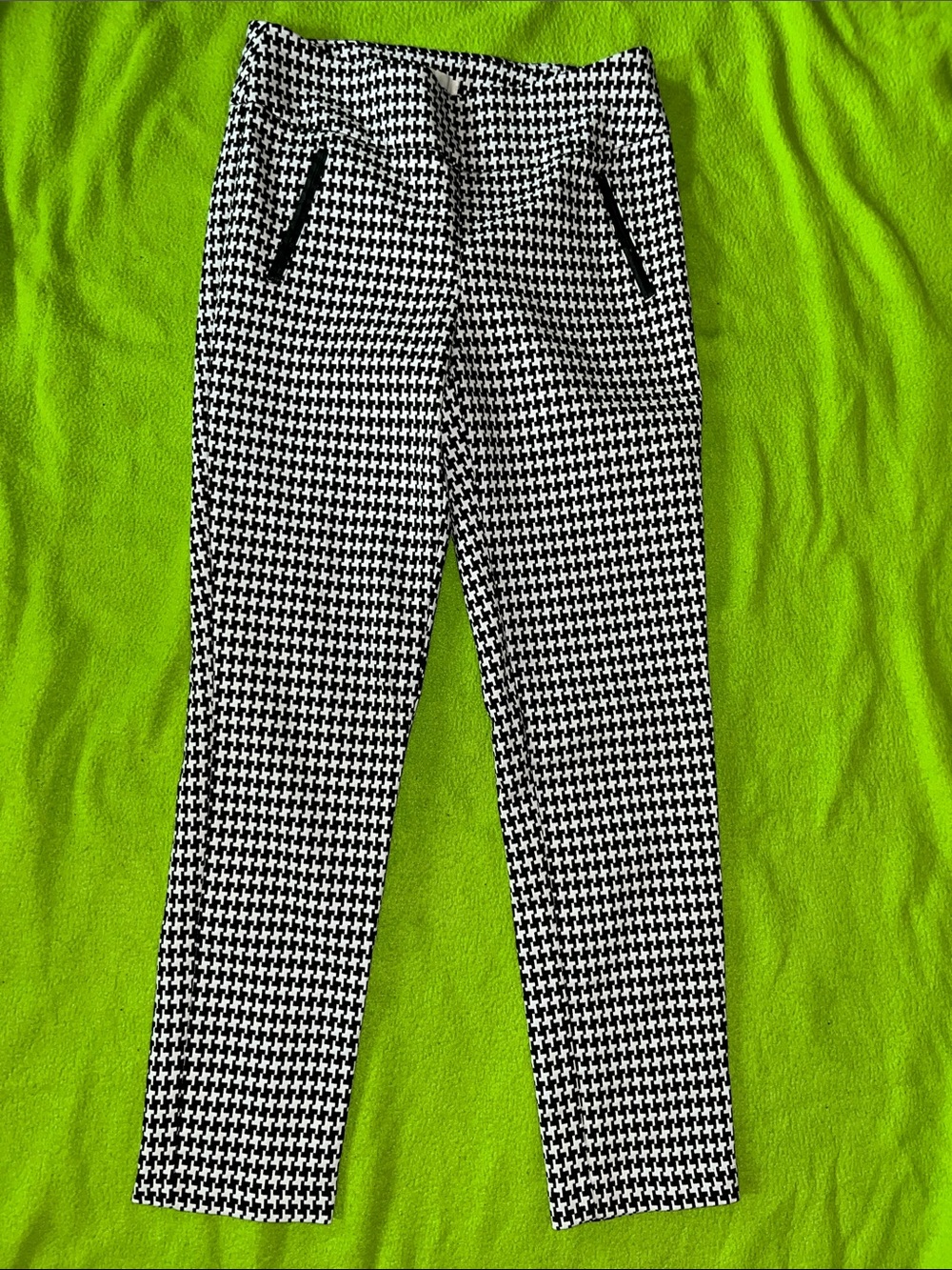 Slim Houndstooth Skinny Pants - Black & White
